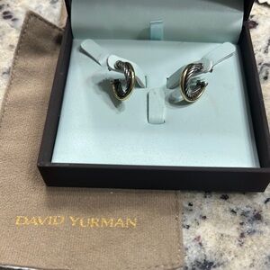 David Yurman Crossover Hoop Earings sterling silver and 18k gold.